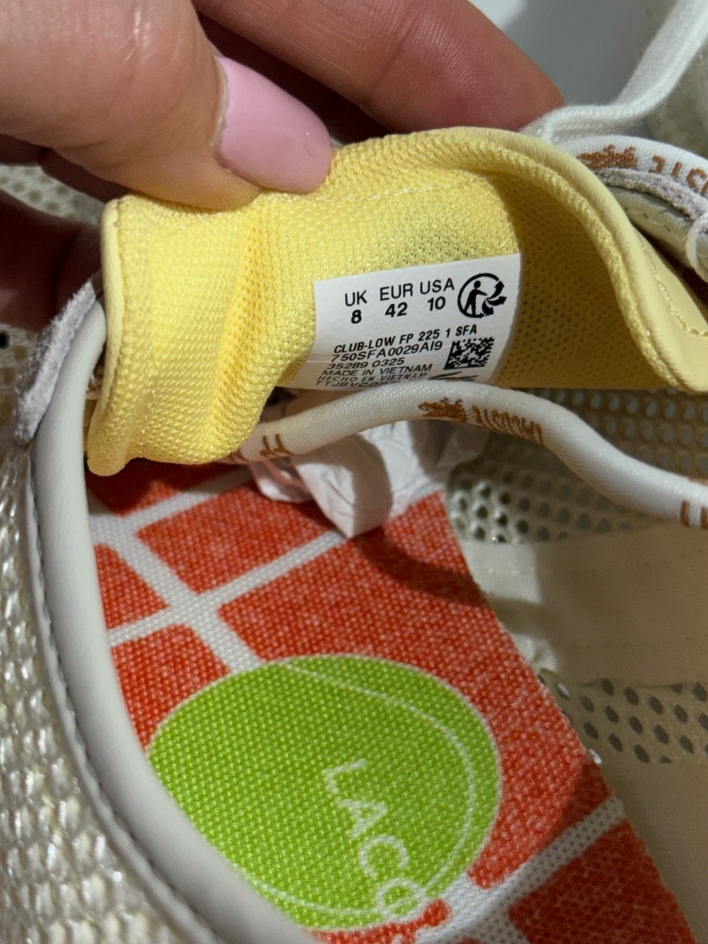 NWT FP Movement Lacoste Women’s Cream & Yellow Mesh Suede Club Low Sneakers - Picture 13 of 16